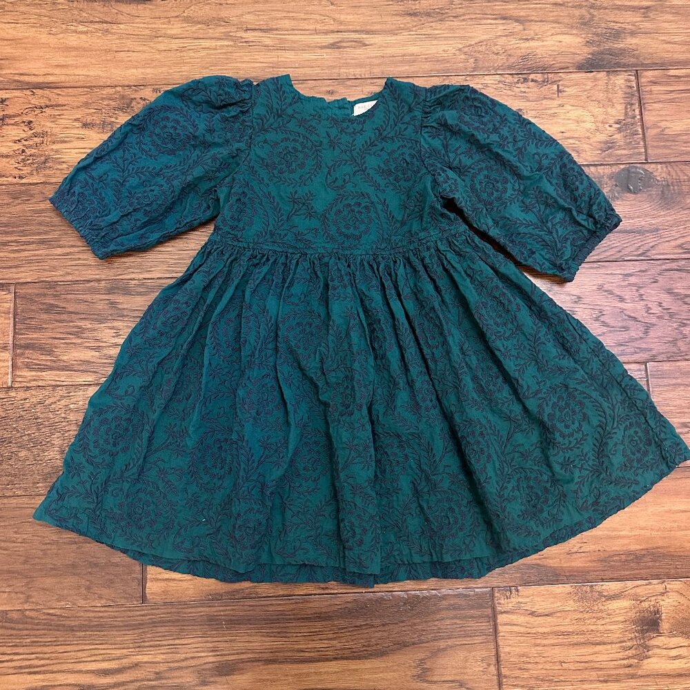 Pink Chicken Brooke Dress 6Y in Evergreen Blooming Embroidery